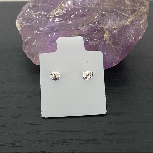 Sterling Silver Blue CZ Stud Earrings - Picture 3 of 3